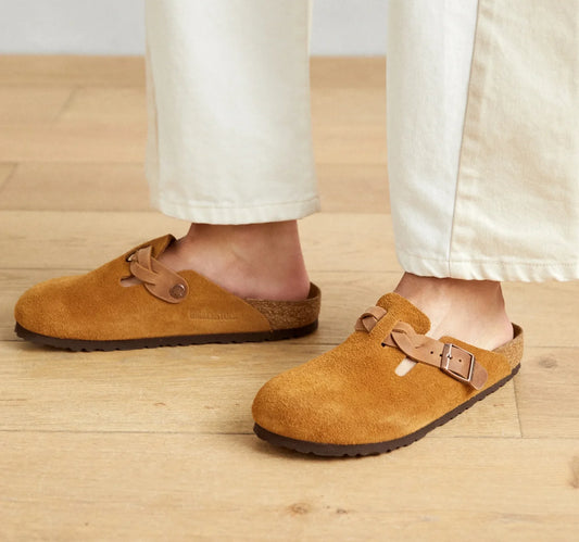 Birkenstock Boston Slides (Suede Tan)
